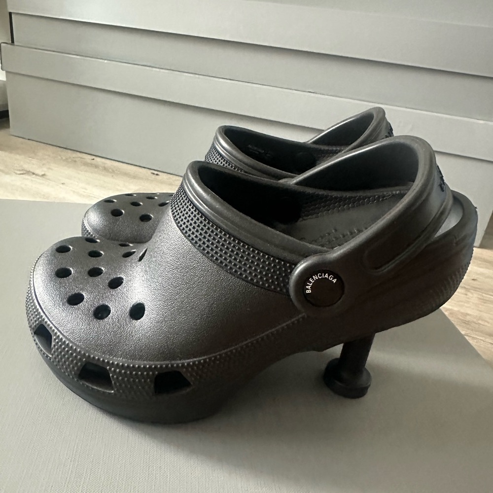 Balenciaga Madame Black Croc Heels